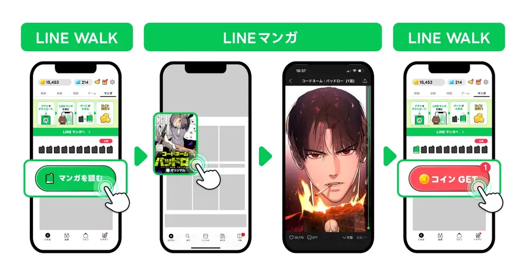 「LINEマンガ」でマンガを読むだけ！「LINE WALK」でポイ活ができる機能を開始 画像 2