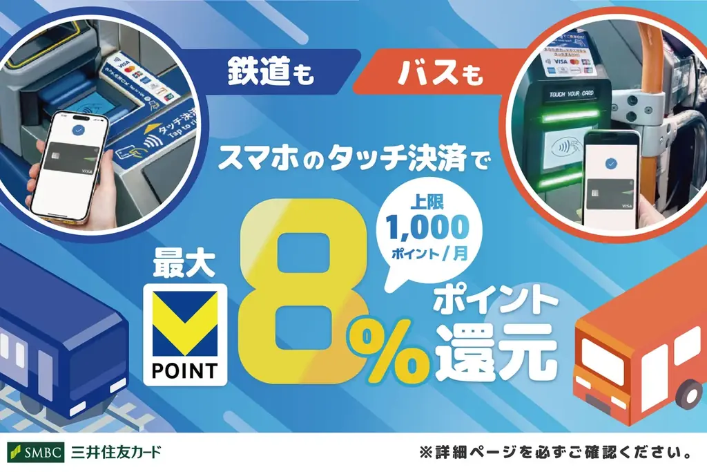 三井住友カード、「スマホのタッチ決済乗車で最大8％還元！」を開始 画像 1