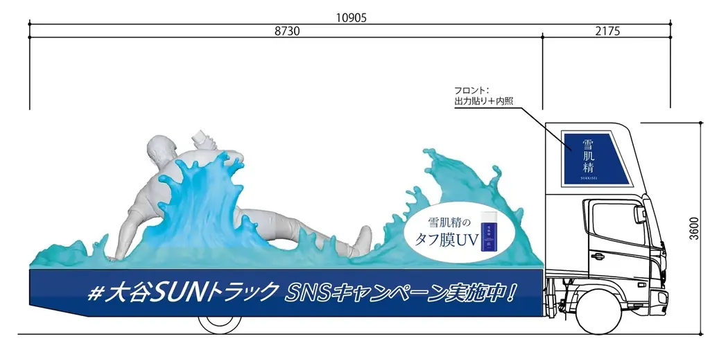 太陽とたたかう大谷選手が、今年は巨大なトラックになって渋谷の街から出発！『雪肌精』の日やけ止めを使う”チャンス”を運ぶ「大谷SUNトラック」が東名阪に出現 画像 4