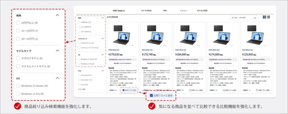 FMV公式ショッピングサイトが「FMV Store」へリニューアル 画像 3