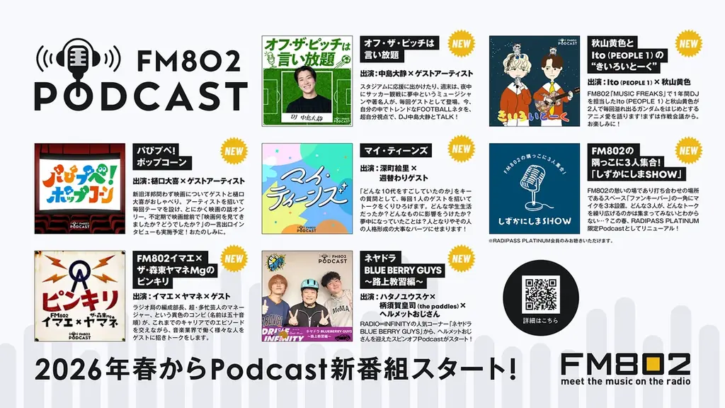 FM802 Podcast新番組7本スタート！ 画像 1