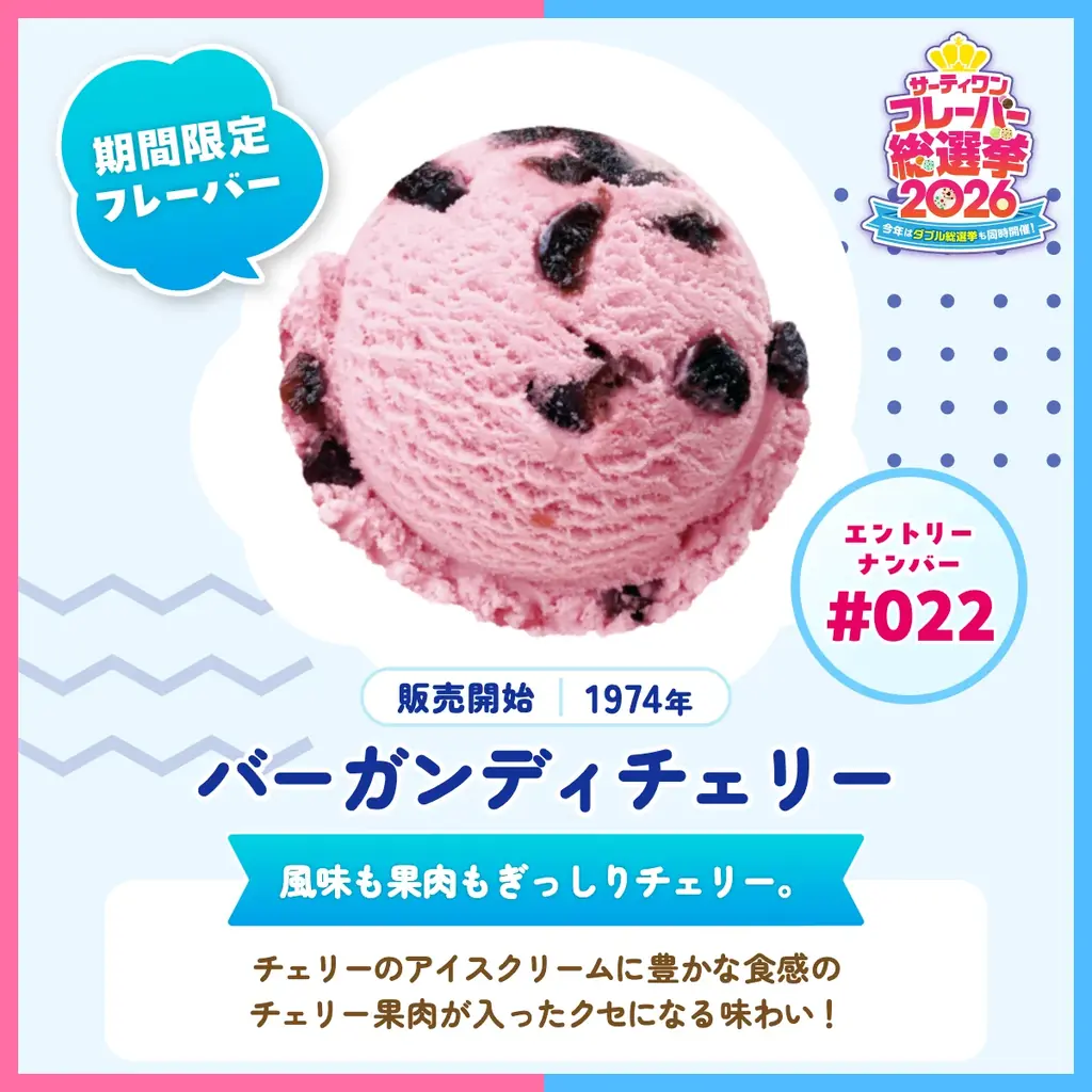 人気No.1フレーバー、No.1ダブルの組み合わせ、復刻フレーバーを決める「サーティワン フレーバー総選挙2026」4/14（火）時点　中間発表 画像 8