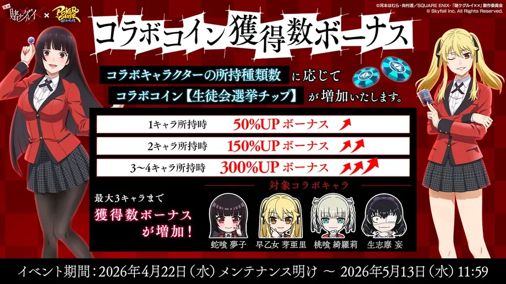 『ポーカーチェイス』が人気TVアニメ「賭ケグルイ××」と復刻コラボ！4/22 〜 5/13 期間限定イベント開催！ 画像 12