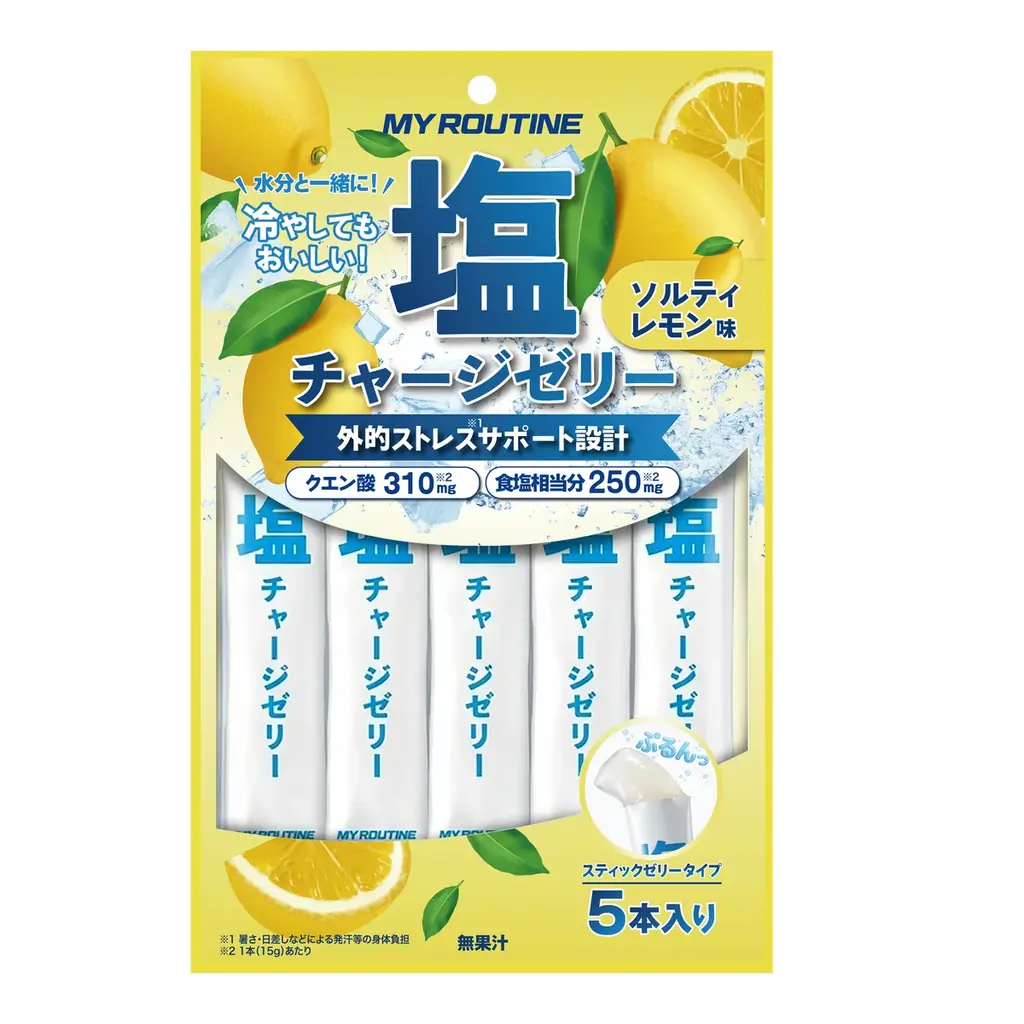暑い季節の塩分補給をゼリーでサポート「マイルーティーン 塩チャージゼリー」　ソルティレモン味・ソルティライチ味を発売 画像 2