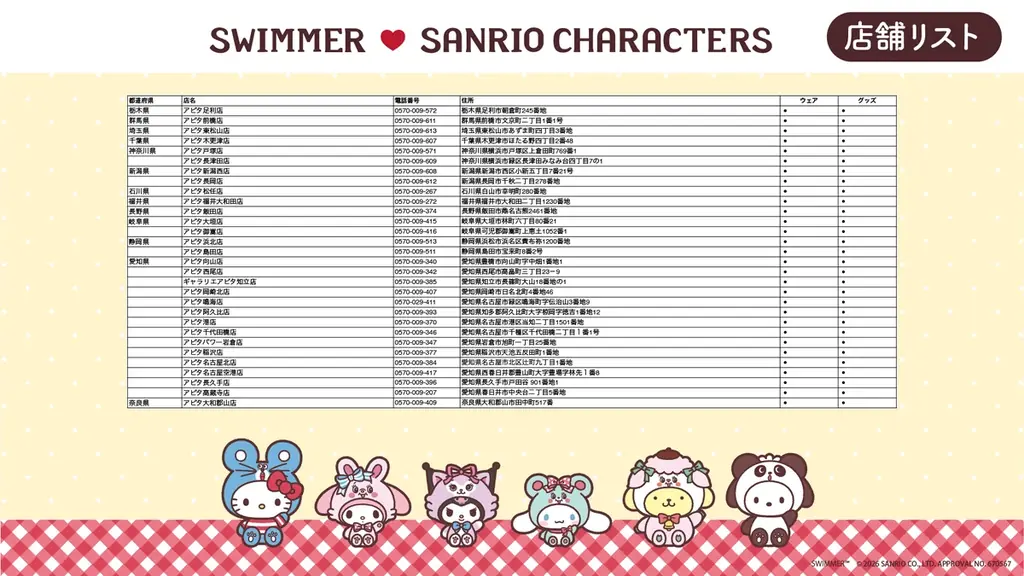 「SWIMMER」と「サンリオキャラクターズ」のコラボ！4/18 (土)より、全国の「ドン・キホーテ」、「アピタ」店舗にて限定商品を発売開始！ 画像 12