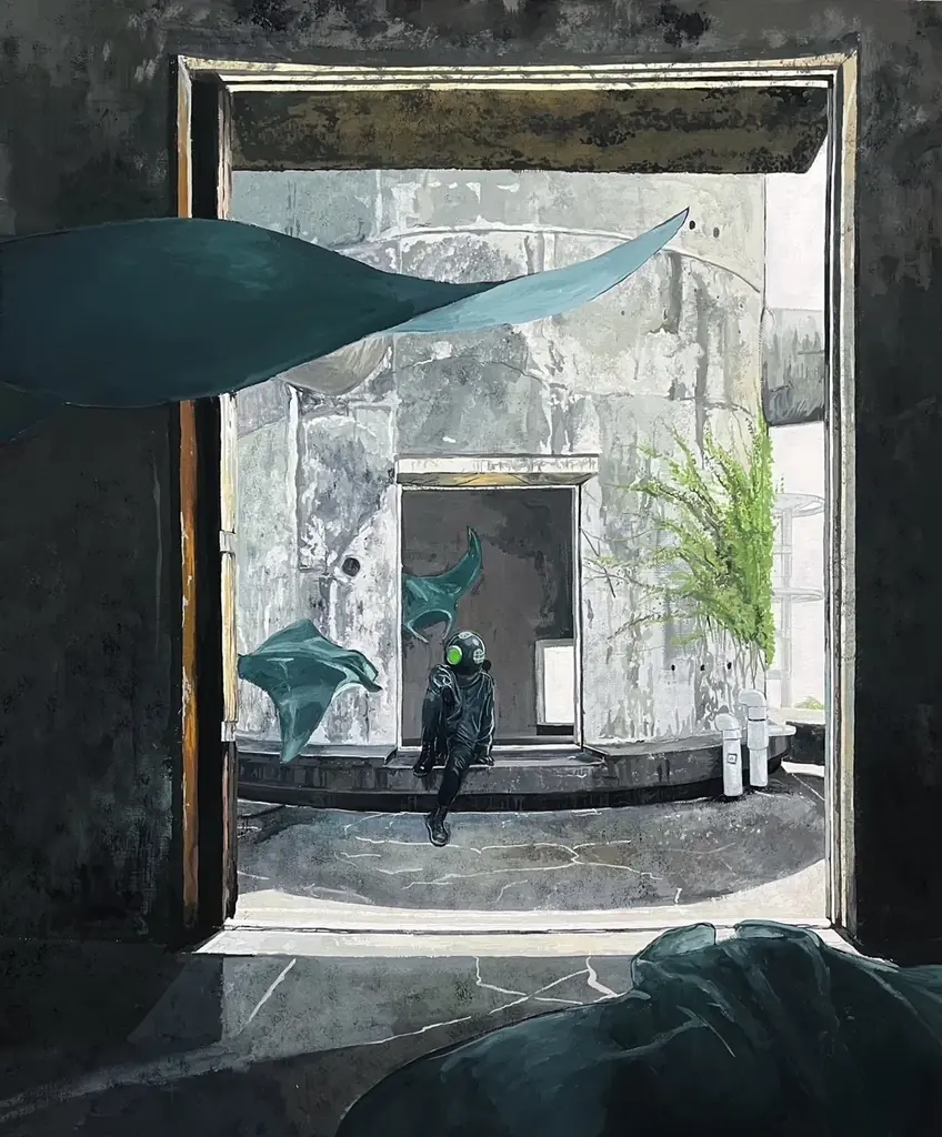 【阪神梅田本店】作品に度々登場する潜水士は、未知へ飛び込むものを象徴。画面に“現実と非現実のあわい(間)”を表現する画家フジサクラの個展を開催いたします。 画像 2