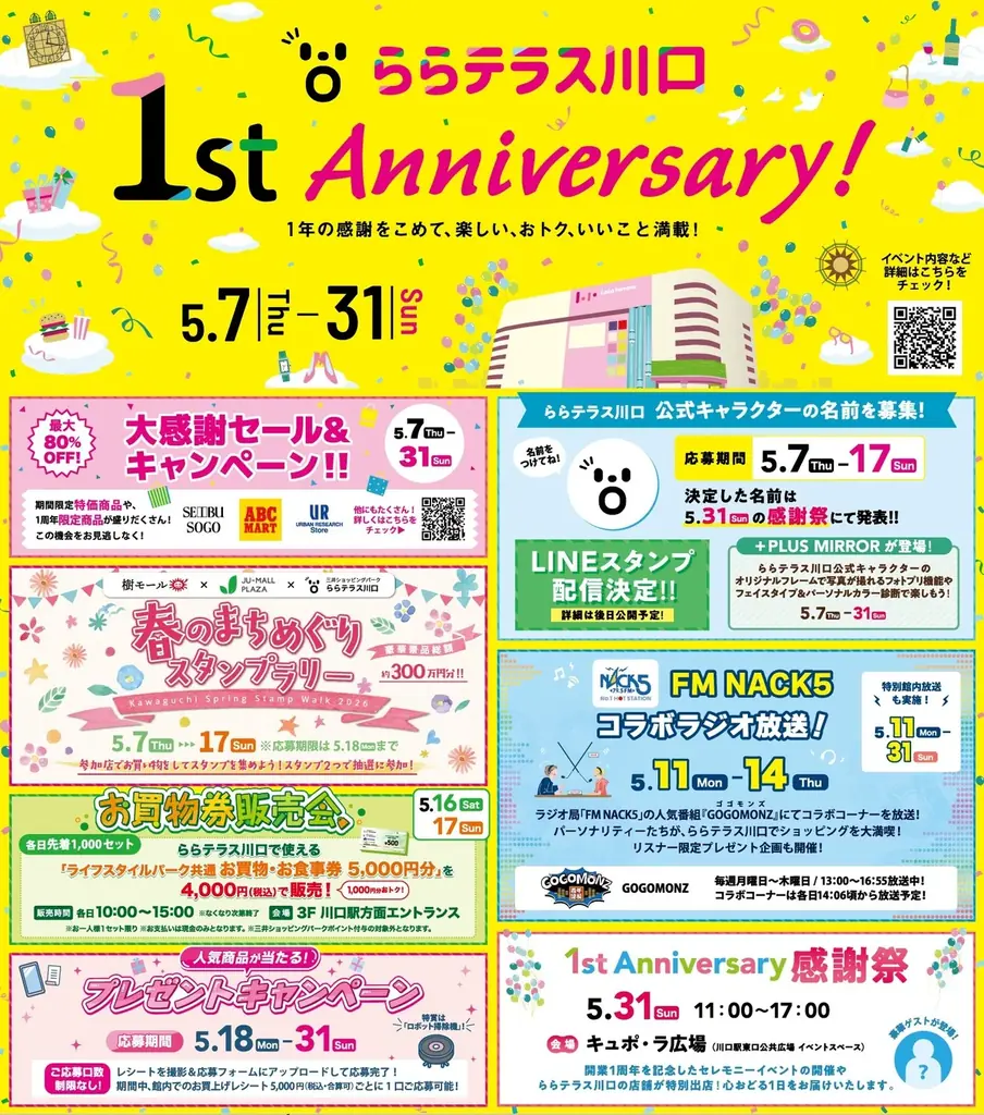 【三井ショッピングパーク ららテラス川口 1st Anniversary!】開業1周年を記念した大感謝セール＆スペシャルイベントを続々開催！ 画像 3