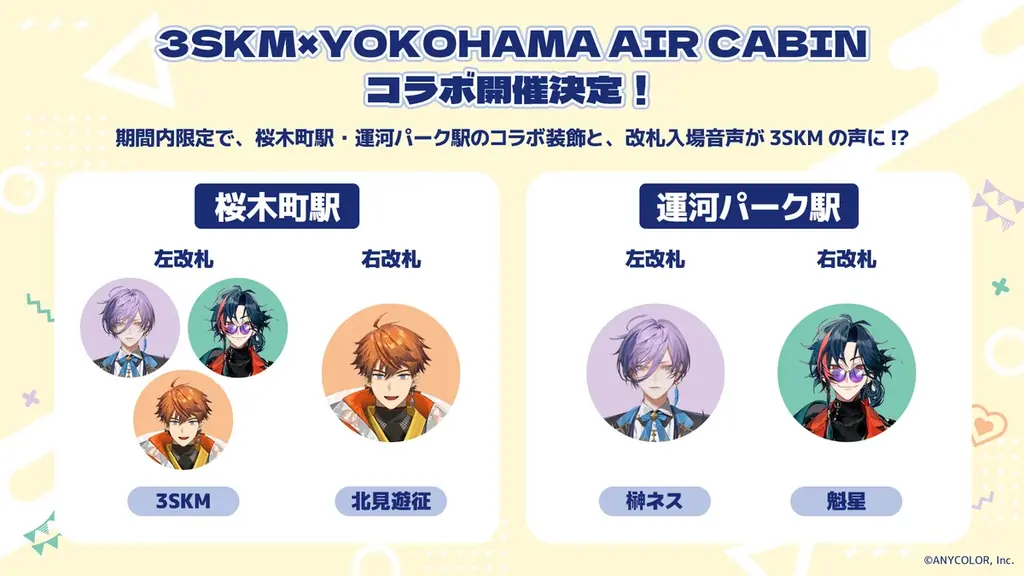 にじさんじ所属ユニット「3SKM」×「よこはまコスモワールド」初コラボ決定！新規撮り下ろしビジュアルをあしらった園内施策やグッズ、プライズが登場！ 画像 10