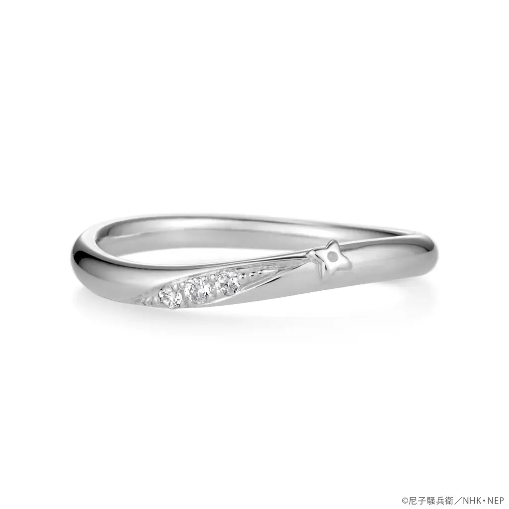 選べる刻印のラインナップ17種類追加！全28種類。【忍たま乱太郎】シンプルリング（指輪）手裏剣モチーフから連なる3つのストーンが煌めくデザイン 画像 2