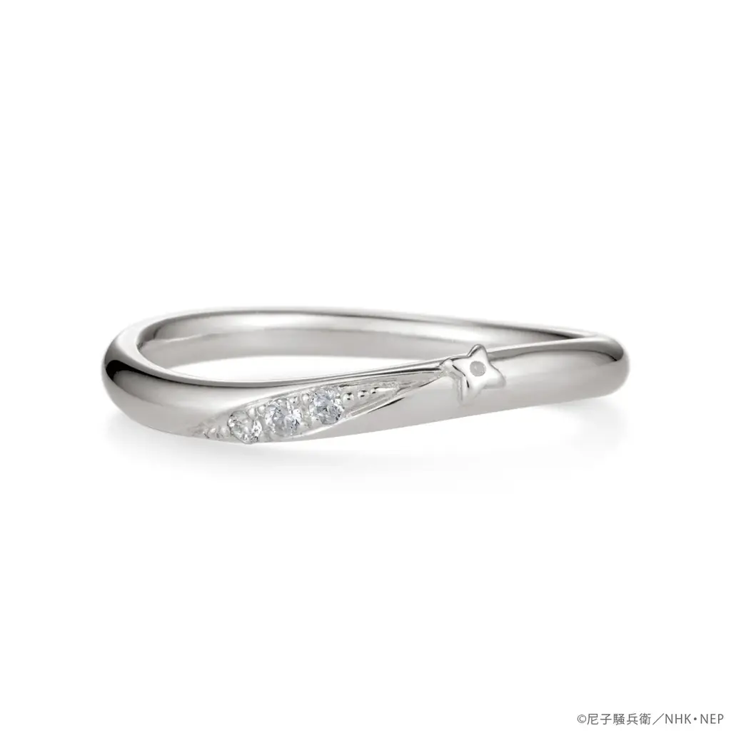 選べる刻印のラインナップ17種類追加！全28種類。【忍たま乱太郎】シンプルリング（指輪）手裏剣モチーフから連なる3つのストーンが煌めくデザイン 画像 5