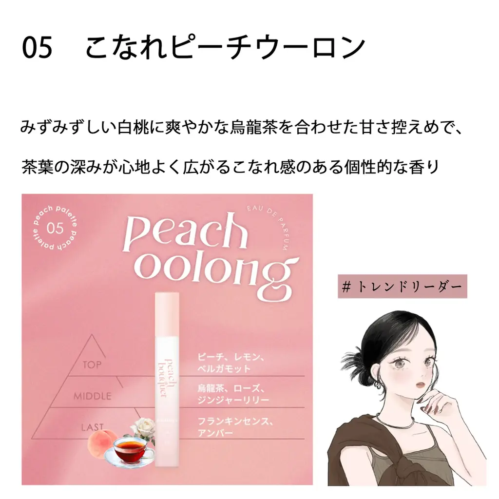 ドン・キホーテ限定のフレグランス「Palettory」がデビュー♡ “愛されピーチミルク” から “あざとピーチバニラ” まで、桃の香りだけで6種類！ 画像 7