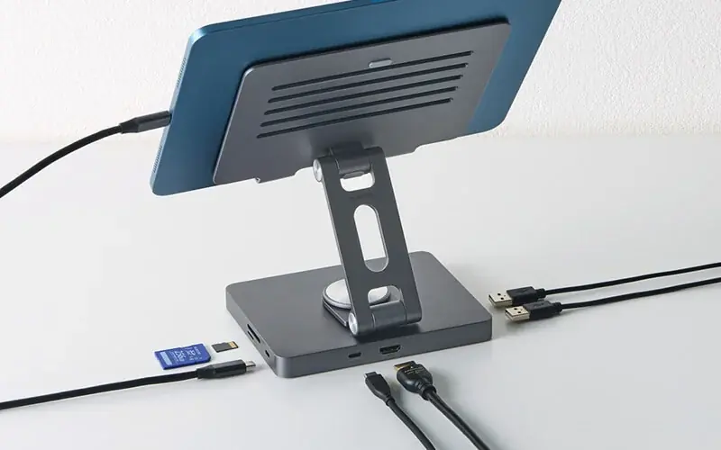 ドッキングステーション機能を搭載！ポート拡張や映像出力に対応するタブレットスタンドを新発売 画像 4