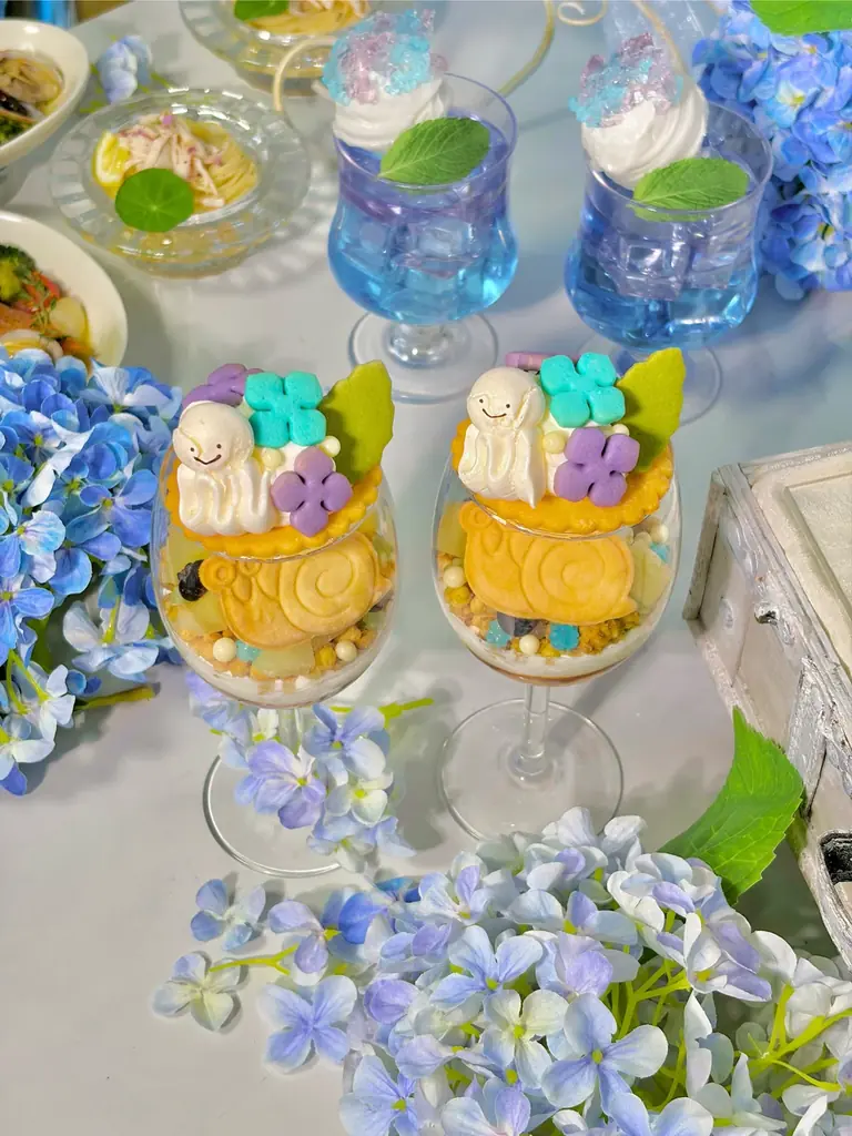 【HAUTE COUTURE CAFE 中目黒】きらめく雨粒と色づく紫陽花が彩る雨上がりの宝石箱のようなアフタヌーンティー「Hydrangea × Rain Jewels Afternoon Tea」 画像 3