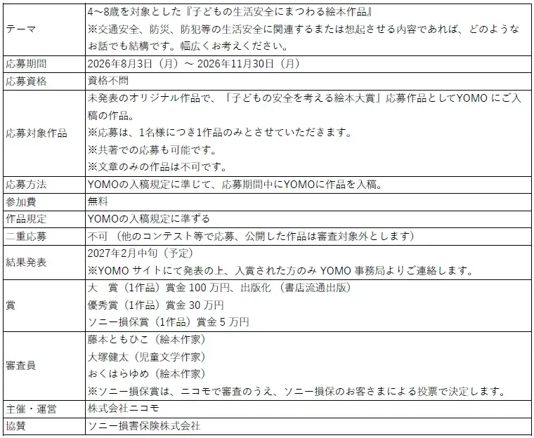 「子どもの安全を考える絵本大賞 Sponsored by ソニー損保」開催 画像 2