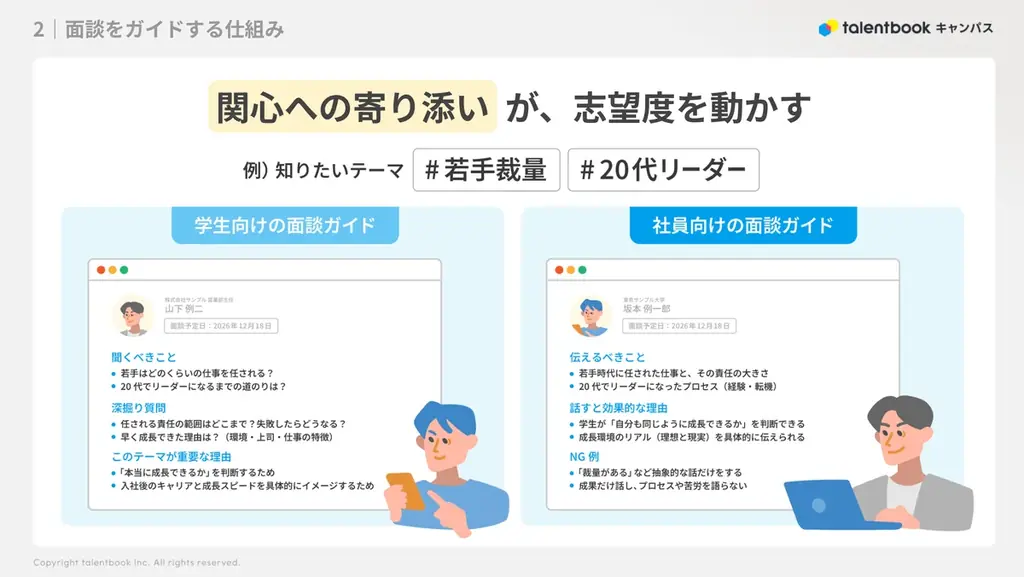 talentbook、新サービス「タレントブック・キャンパス」の先行案内を開始。”誰と何を話すか”をコーディネートするAI時代のOB・OG訪問サービス 画像 5