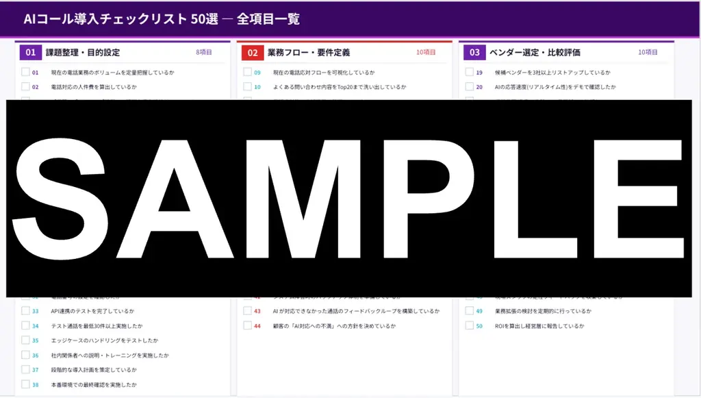 AAWAI、失敗しないAIコール導入チェックリスト50選を無料公開 画像 2