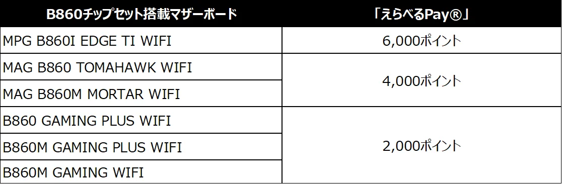 MSI、「GWビルド応援キャンペーン」を開催対象製品購入&応募で、1製品につき「えらべるPay®」 最大10,000ポイントをプレゼント！ 画像 3