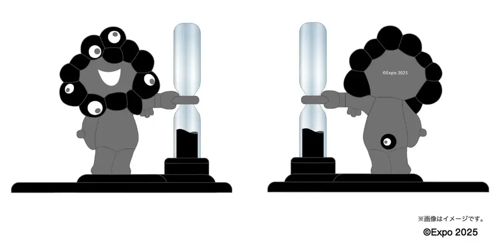 【EXPO2025 公式ライセンス商品】黒ミャクミャクの新商品「砂時計付きカップ麺ストッパー」と「シリコーンポーチキーチェーン」が新登場！ 画像 2