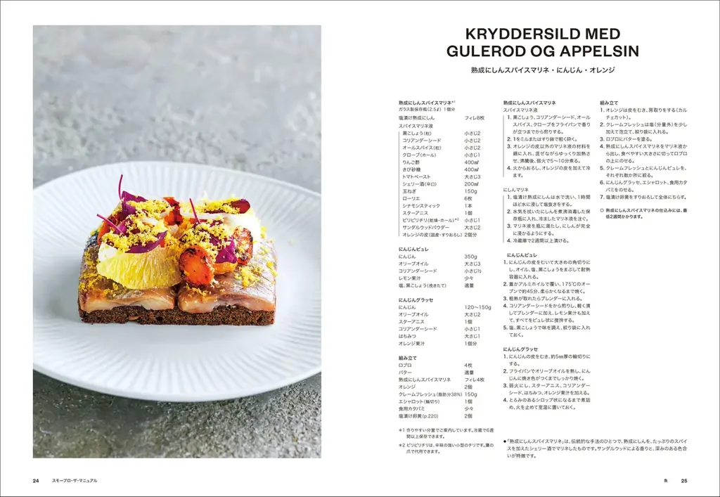 デンマーク料理人アダム・オーマン氏が拓いたガストロ・スモーブロの世界を、74のスモーブロで技術と感性のすべてを網羅した決定版。 画像 2