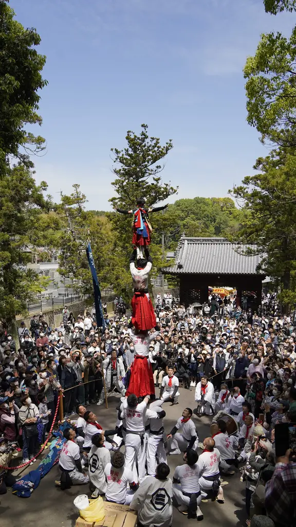 天高く人が連なる迫力の演舞――ゴールデンウィークから始まる今治の春祭りで披露される伝統芸能「継ぎ獅子」【愛媛県今治市】 画像 2