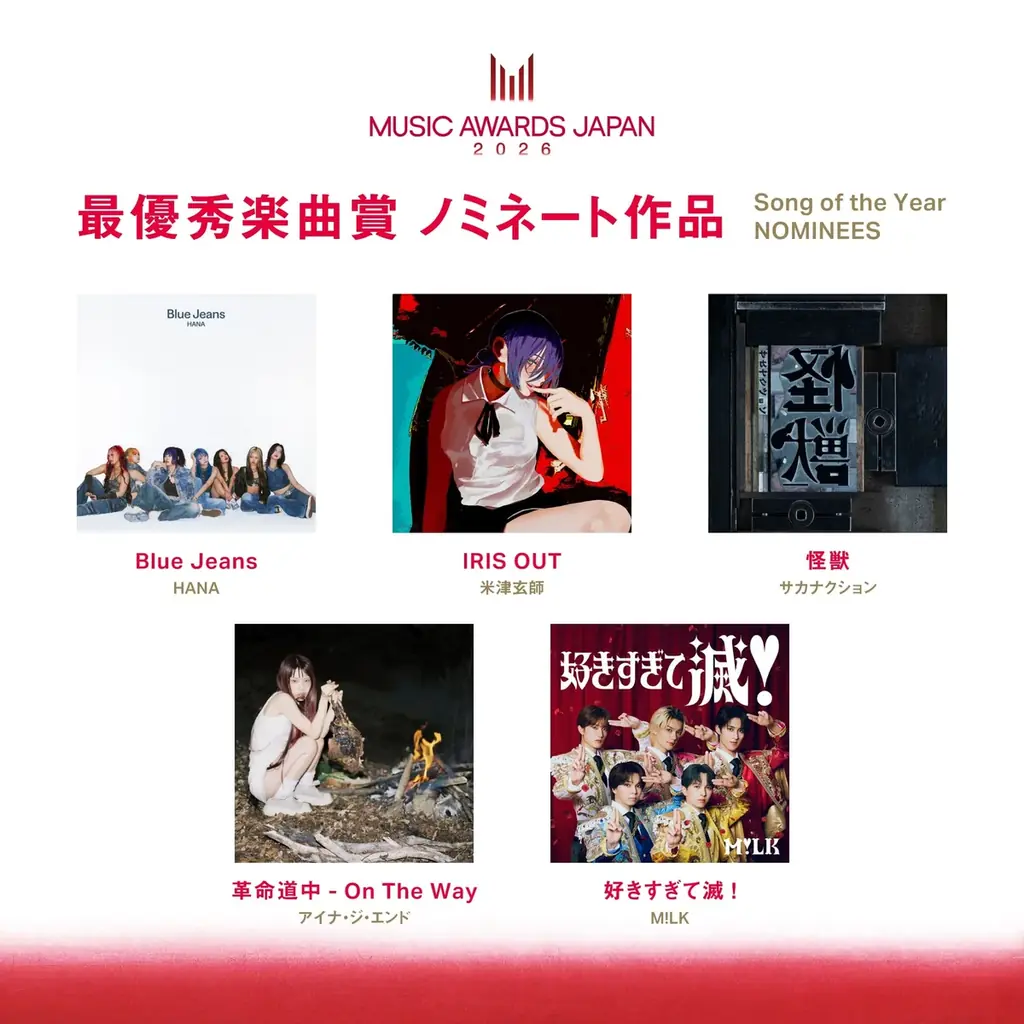 「MUSIC AWARDS JAPAN」ノミネート作品を発表！最終投票がスタートし、6月13日の授賞式へ 画像 2