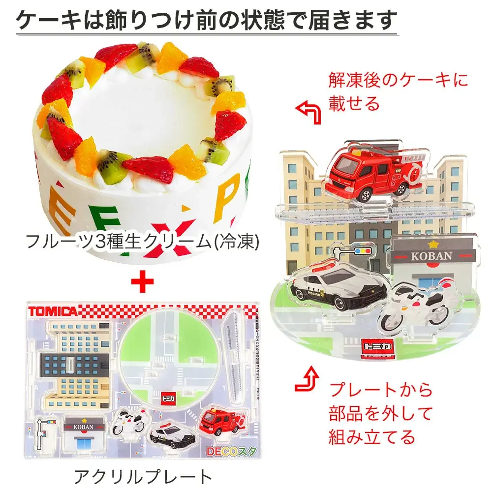 【DECOスタ ケーキ】にトミカのはたらく車と緊急車両が大集合！ 画像 5