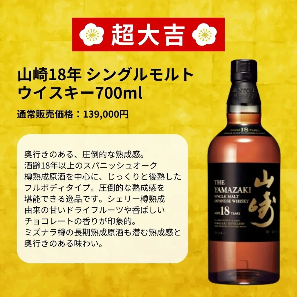 【第124弾】”山崎18年”が再登場。ウイスキーくじ最新弾が5月4日より販売開始 画像 3