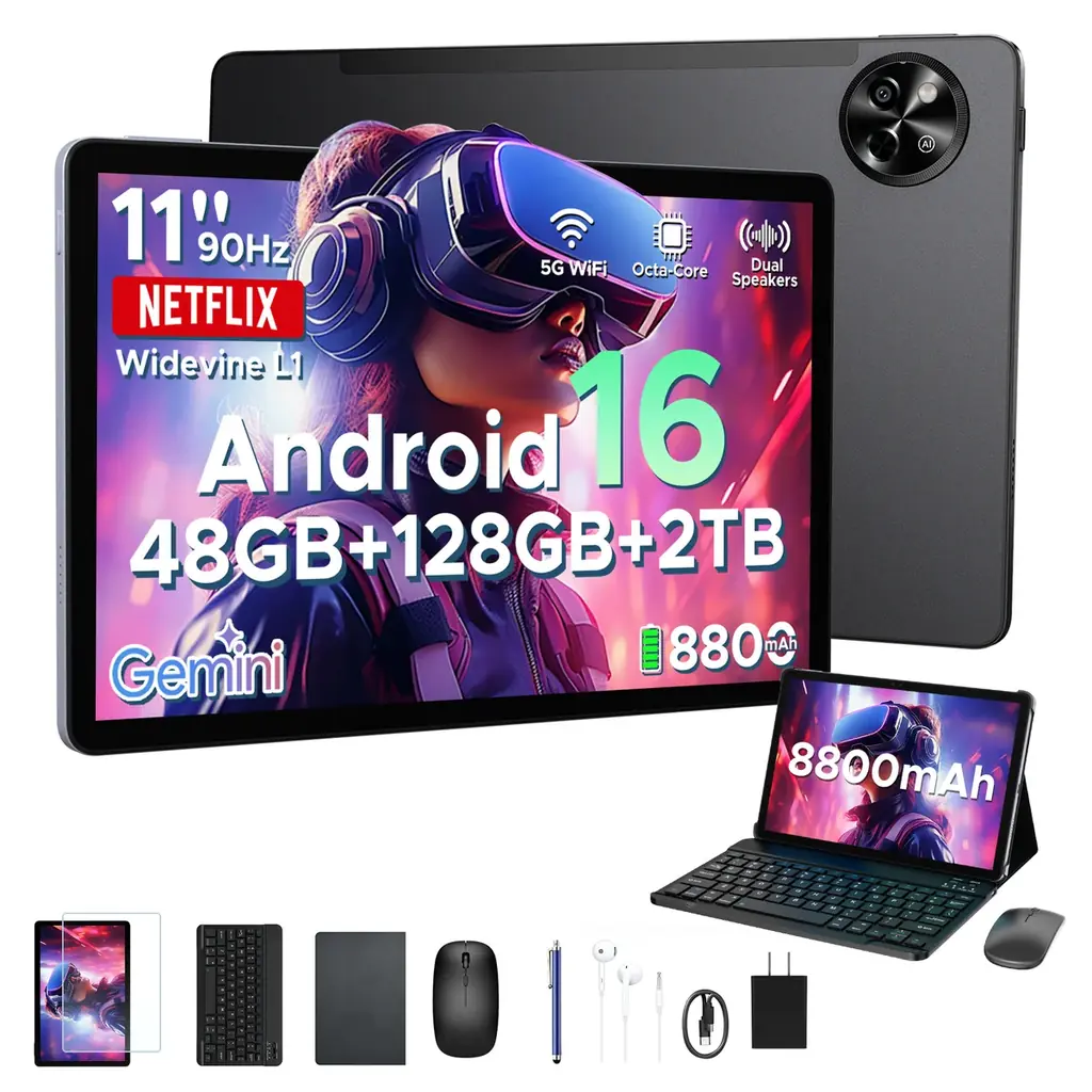 【アマゾン タイムセール50%OFFセール】Gemini AI搭載 POCKAM P11 6部品付き Android 16 タブレットが17900円 画像 1