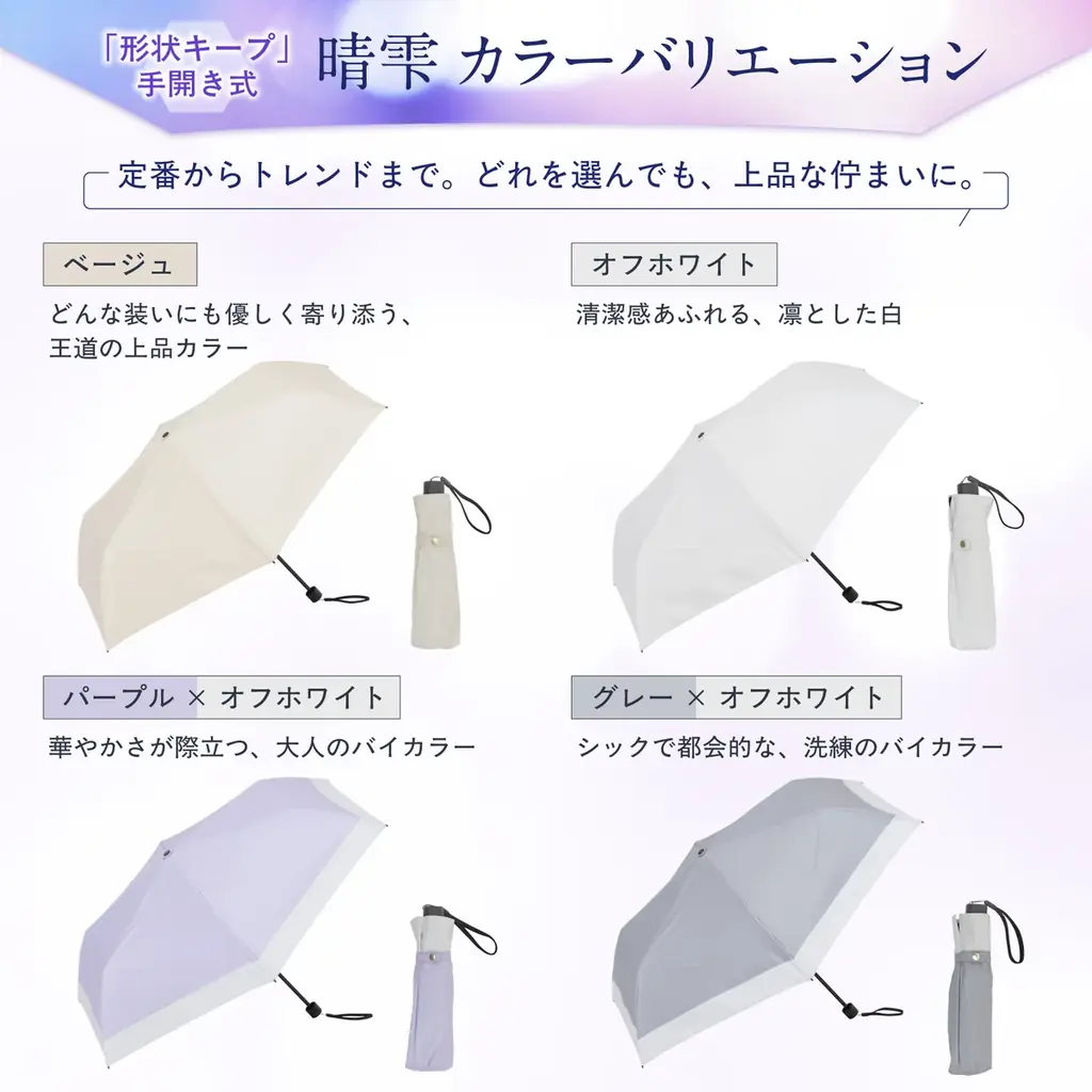 折りたたみ日傘の“畳むの面倒”を解決へ。28,000本売れた“すごい日傘”「晴雫」から、折り目が整いやすい新モデル登場 画像 5