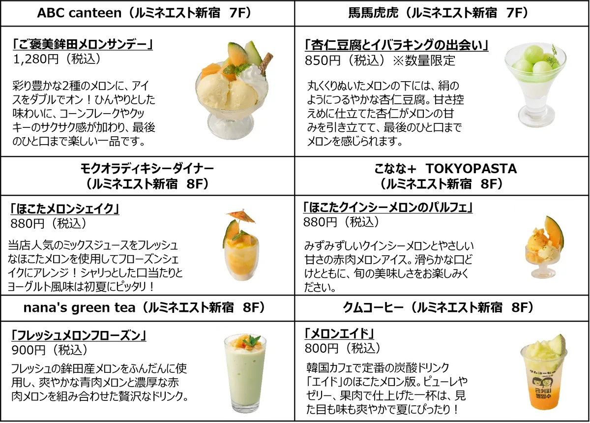 メロンの旬到来！ルミネ史上最大29店舗のメロンフェア／日本一のメロン産地「茨城県鉾田市産メロン」を贅沢に使用！新宿エリアのルミネ・ニュウマンで「ほこたメロンフェア」開催 画像 9
