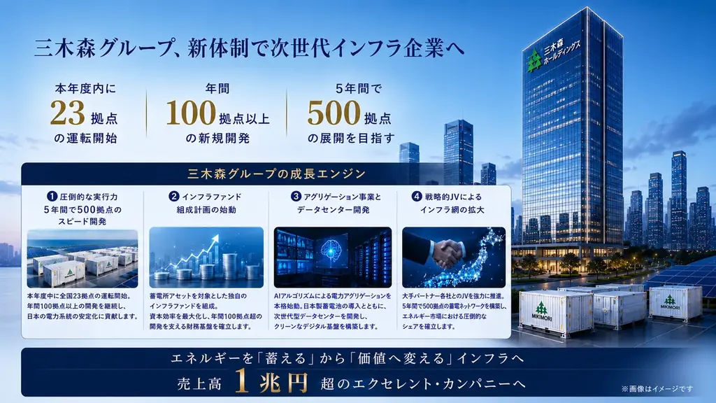 三木森、ホールディングス体制への移行を完了。本年度内に23拠点の運転開始、5年間で500拠点の展開を目指す。 画像 2