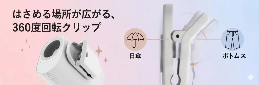 【新商品】360°回転クリップ付フマルチクリップファン―使い方自由自在！ 画像 4