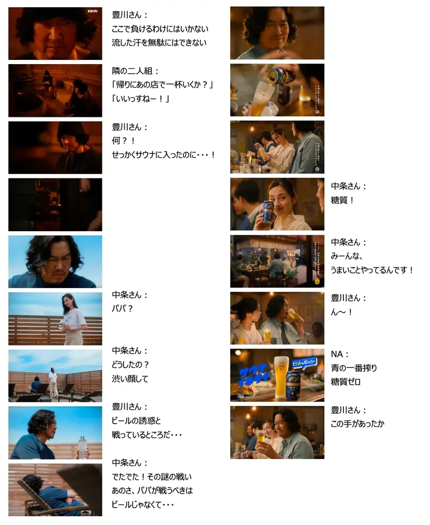「キリン一番搾り 糖質ゼロ」 新WEBCM「父の葛藤」篇 5月25日（月）より公開 　「サウナイキタイ」とコラボした「ビールも飲みたい キャンペーン」もスタート！ 画像 4