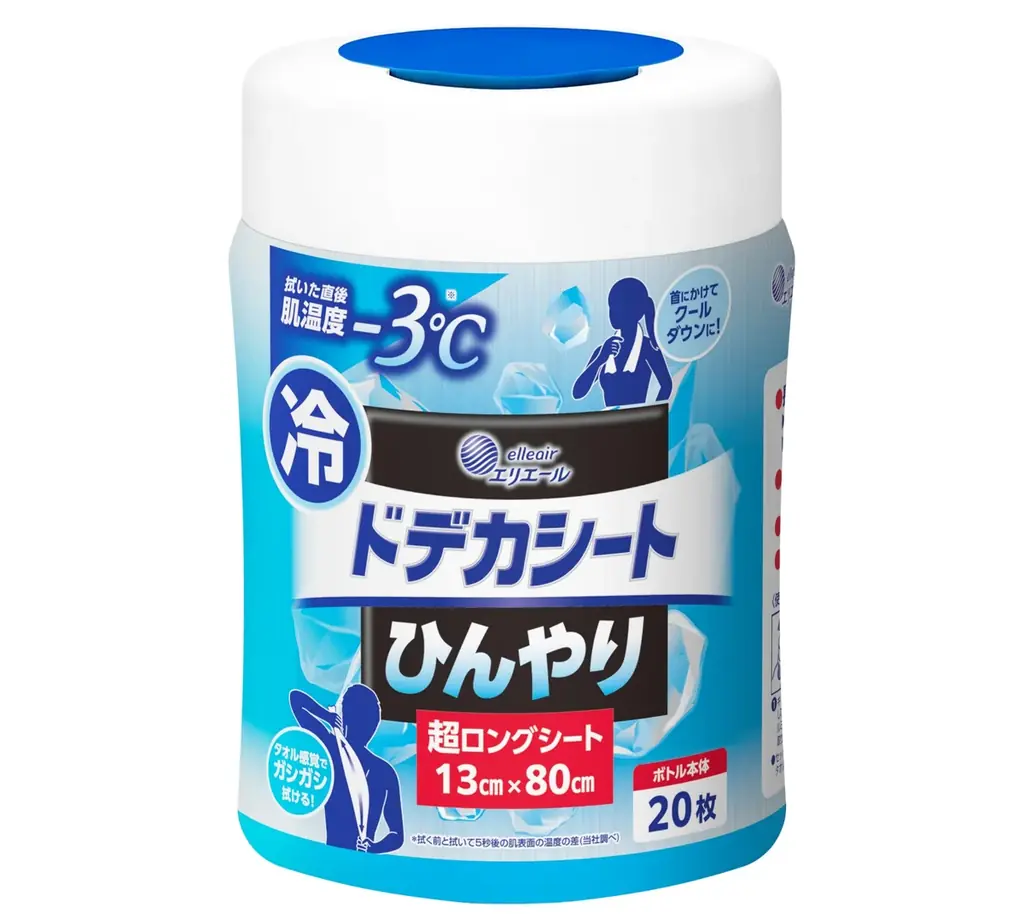 拭いた直後の肌温度-3℃※1！全身拭ける超ロングタイプの汗拭きシートが登場『エリエール ドデカシート 超ロング』6月1日（月）新発売 画像 5