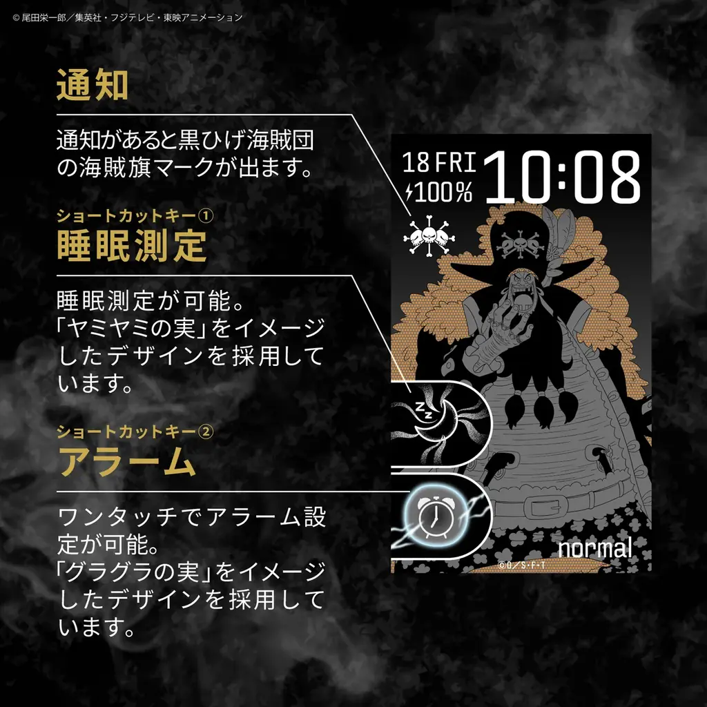 ファーウェイ・ジャパン提供のスマートウォッチをベースに、GARRACKより『ONE PIECE（ワンピース）』四皇のバギー、シャンクス、ティーチ、ルフィをイメージしたスマートウォッチを発売！ 画像 9