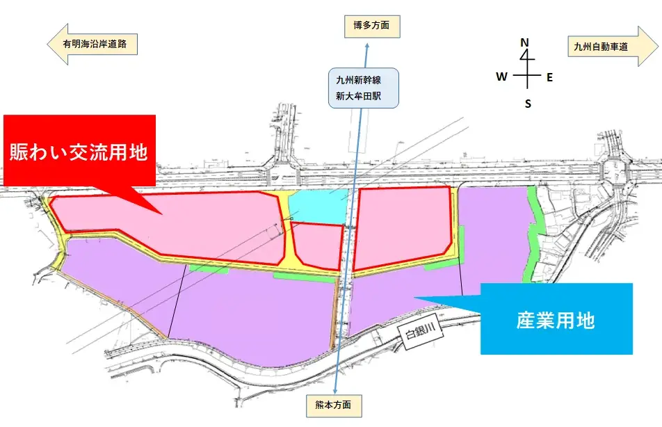 【福岡県大牟田市】新大牟田駅産業団地賑わい交流用地の分譲条件見直しに伴い、公募開始【令和8年7月より受付スタート！】 画像 3