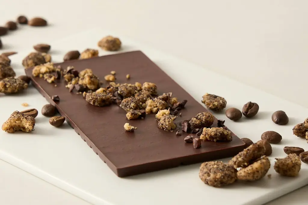 コーヒークランブルと粗挽きチョコレートの食感が重なる、“コーヒーペアリング”を表現した限定板チョコレート登場 画像 1