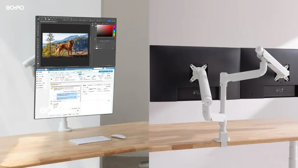 【株式会社COFO】累計出荷本数1万本を超える「COFO無重力モニターアームPro」シリーズ最新作の上下配置対応モデルが、Amazonにて取り扱いを開始しました。 画像 2