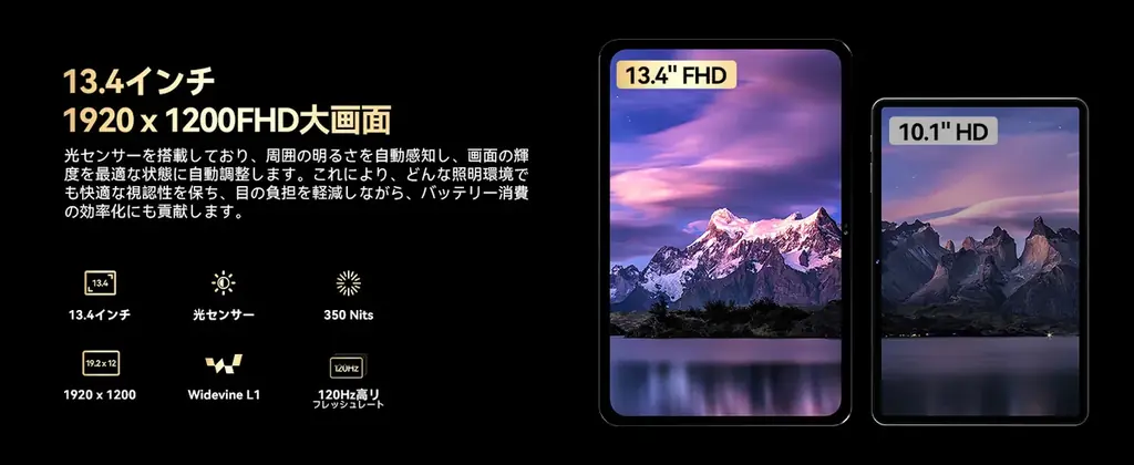 【Amazon 25％OFFタイムセール】13.4インチ大画面タブレット、29,999円で全セット豪華プレゼントを手に入れよう！ 画像 4