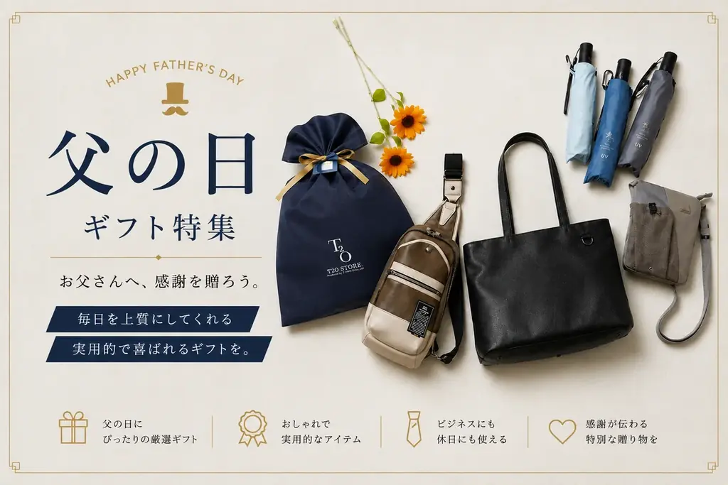 【父の日ラッピングが無料で登場】上質で実用的なバッグや雑貨とともに、“日頃の感謝”を贈る父の日ギフト特集とラッピングキャンペーンを開催します。 画像 1