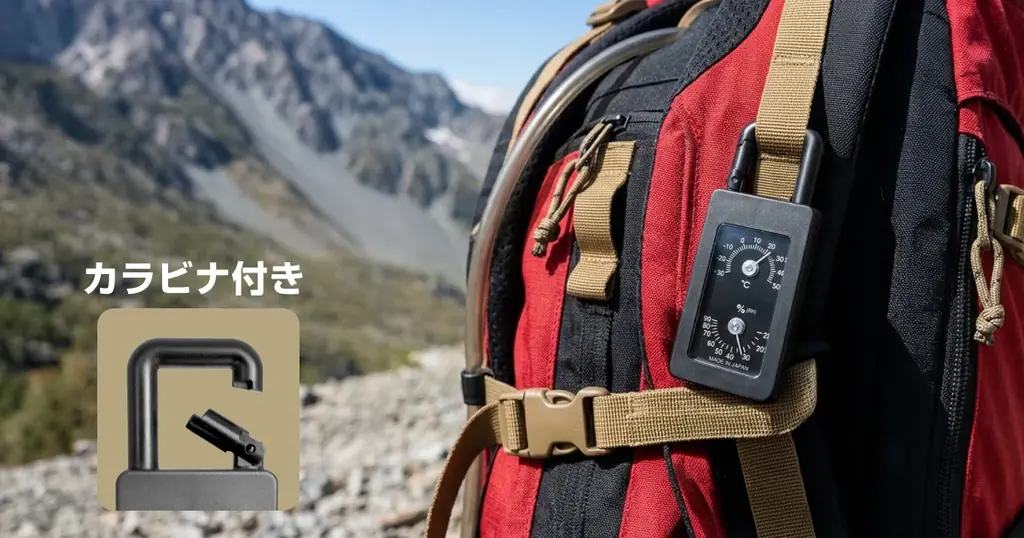 【2026年6月3日マクアケ先行公開】電池不要・日本製。−30℃から使えるsology ポータブルアナログ温湿度計 登山から通勤まで！屋外活動のお供に。 画像 5