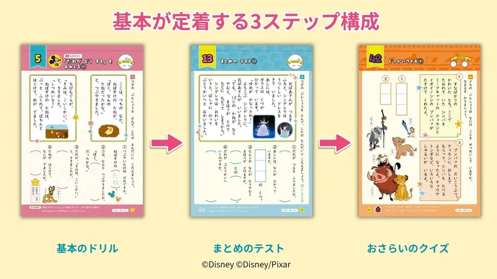 ディズニーキャラクターがいっぱい！文章読解や文章題、入学準備もディズニーでスタート！小学生向け「ディズニー/Wスタートドリル」新刊4冊が、2026年6月新登場！ 画像 4
