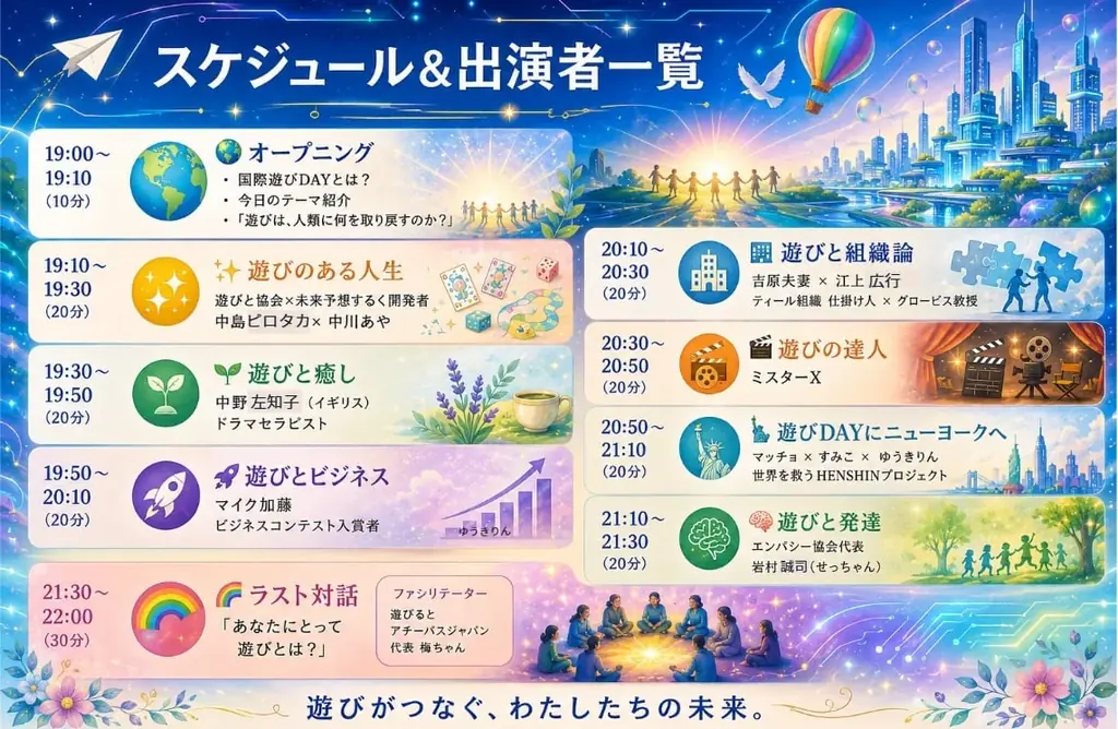 【大人こそ遊ぼう】国連制定「国際遊びDAY」6月11日に集結 “面白がる力”をテーマに国内外12人が登壇する無料オンラインイベント 画像 7
