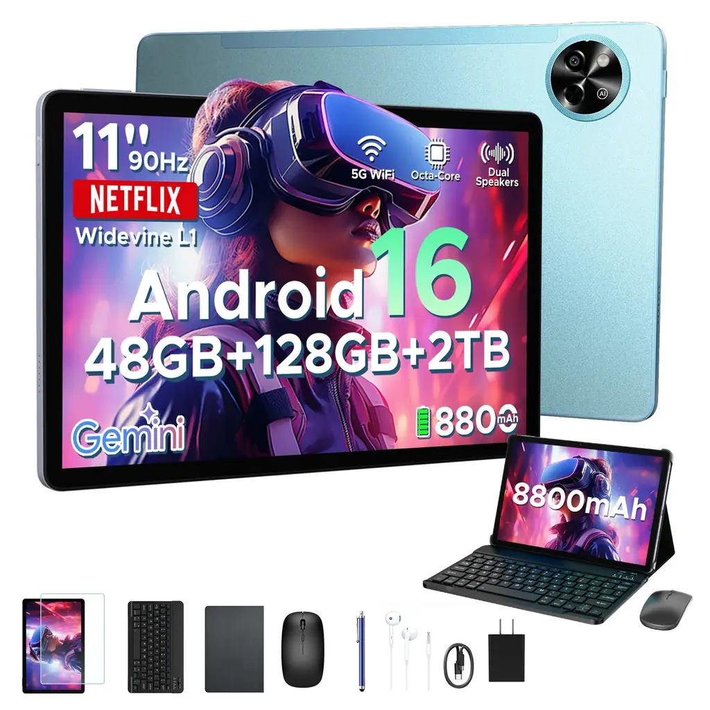 【楽天スーパーSALE限定27％OFF】Android 16×Gemini AI搭載の11インチ高性能タブレット「POCKAM P11」が15,999円！キーボード付き6点セットで仕事も学習も快適 画像 2