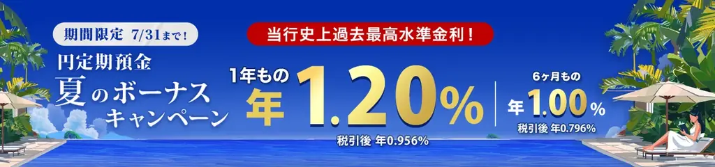 楽天銀行、「円定期預金　夏のボーナスキャンペーン第2弾」を実施 画像 1