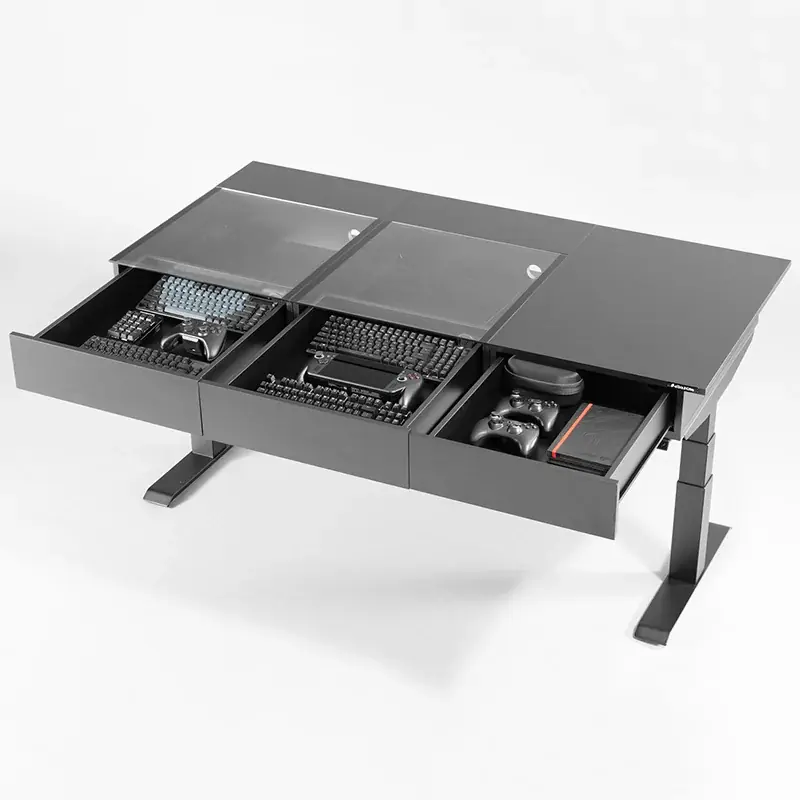 “デバイス愛”を可視化！電動昇降デスク用天板に、ガラス天面＆大容量引き出しを備えた『ショーケースタイプ』が新登場！ 画像 15