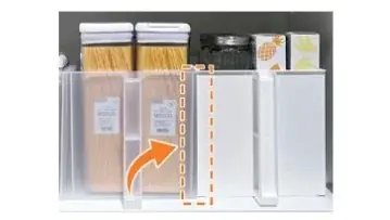 吊戸棚をすき間なく活用。シリーズ累計販売数150万個突破の「すき間なく並べる 吊戸棚ストッカー」 に新サイズ登場。 画像 2