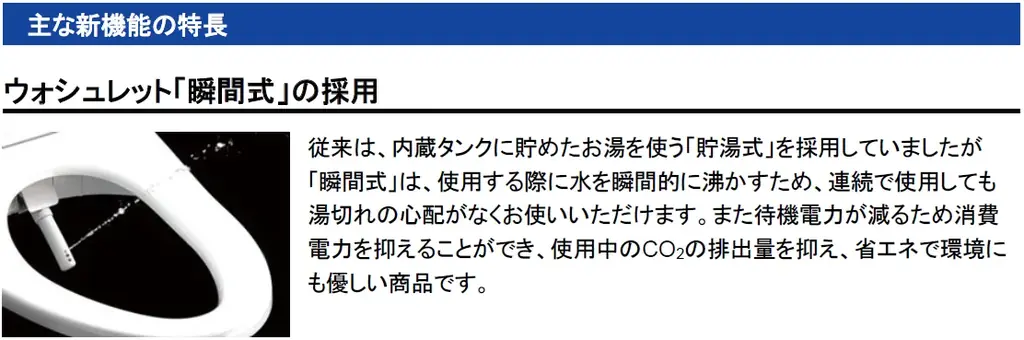 全ての住宅用ウォシュレットが瞬間式化　ウォシュレット一体形便器　新「GG-800／GG」8月3日（月）発売 画像 4