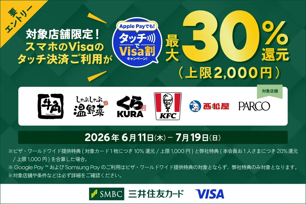 三井住友カードのスマホ決済で最大30%還元キャンペーン