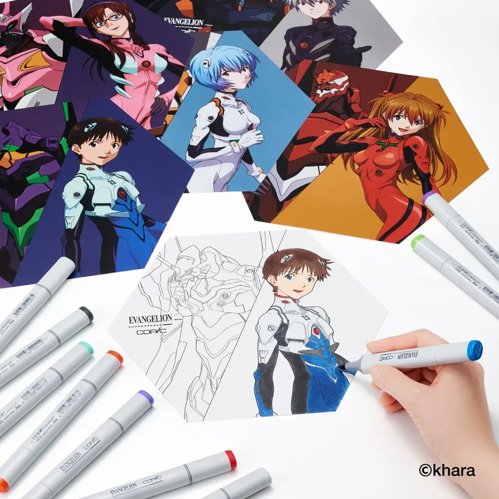 【エヴァンゲリオン×コピック】初のコラボセットがいよいよ一般販売を開始。限定ボディデザイン・特別色名仕様のコピックスケッチに加え、レイやアスカらの塗り絵も収録したこだわりのセット 画像 3
